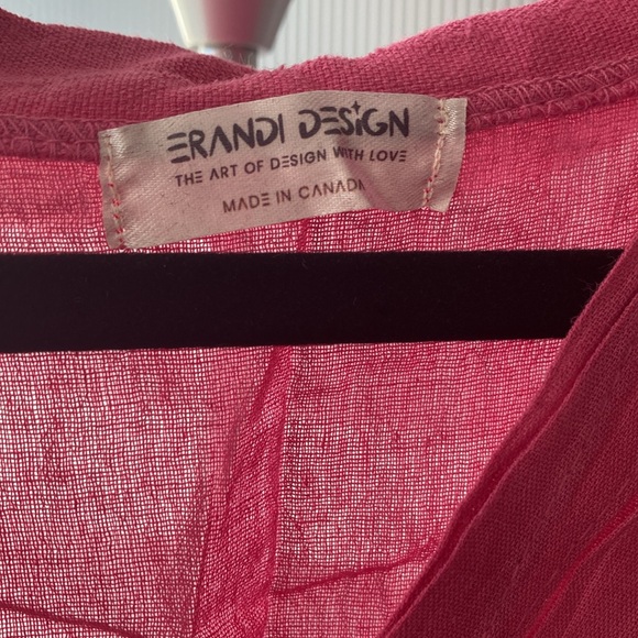 Pink maxi linen dress. One size, cinches at waist. - Picture 5 of 5